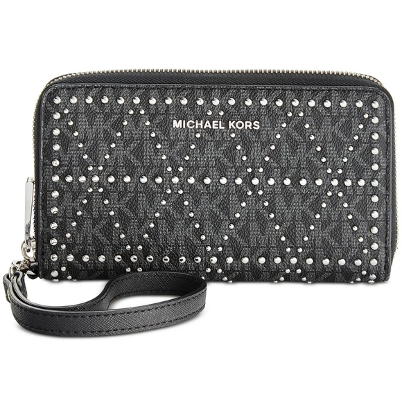 Michael Kors | Bags | Michael Kors Studded Mk Logo Wallet Wristlet |  Poshmark